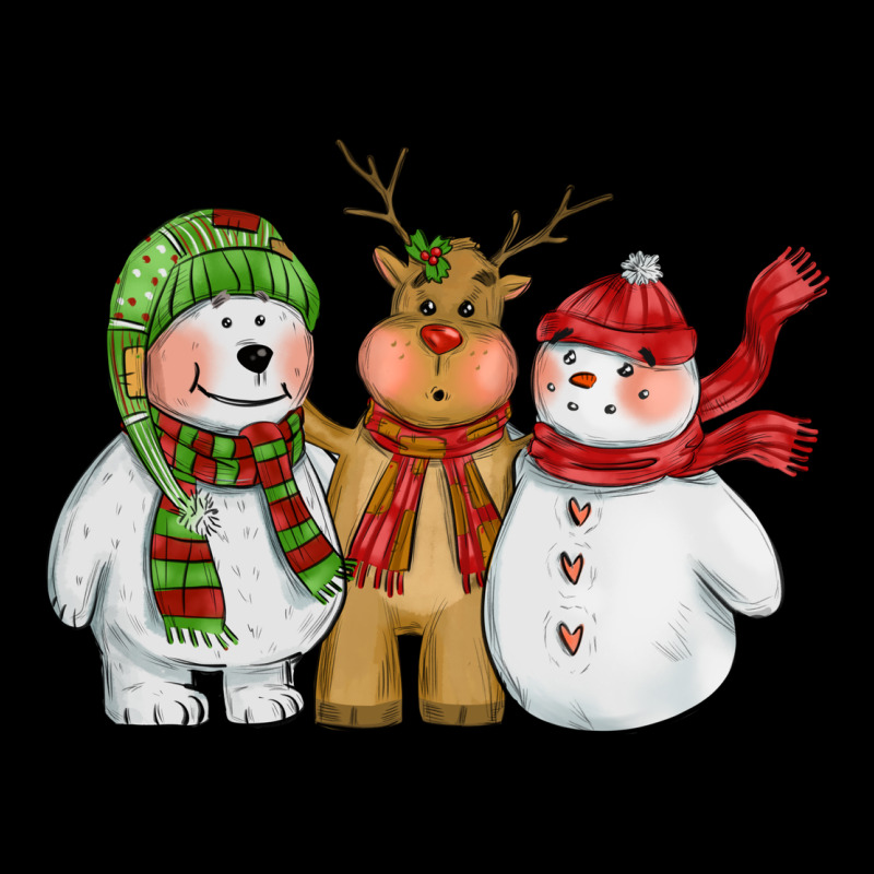 Christmas Polar Bear Reindeer And Snowman Zipper Hoodie by CowGirlArtShop | Teevron