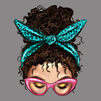 Messy Curly Bun Mom With Leopard Bandana Vintage Tee | Teevron