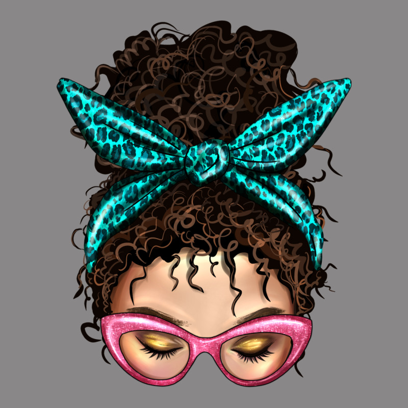 Messy Curly Bun Mom With Leopard Bandana Vintage Tee by BundleAndBundleShop | Teevron