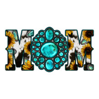 Sunflower Turquoise Gemstone Cowhide Mom | Teevron