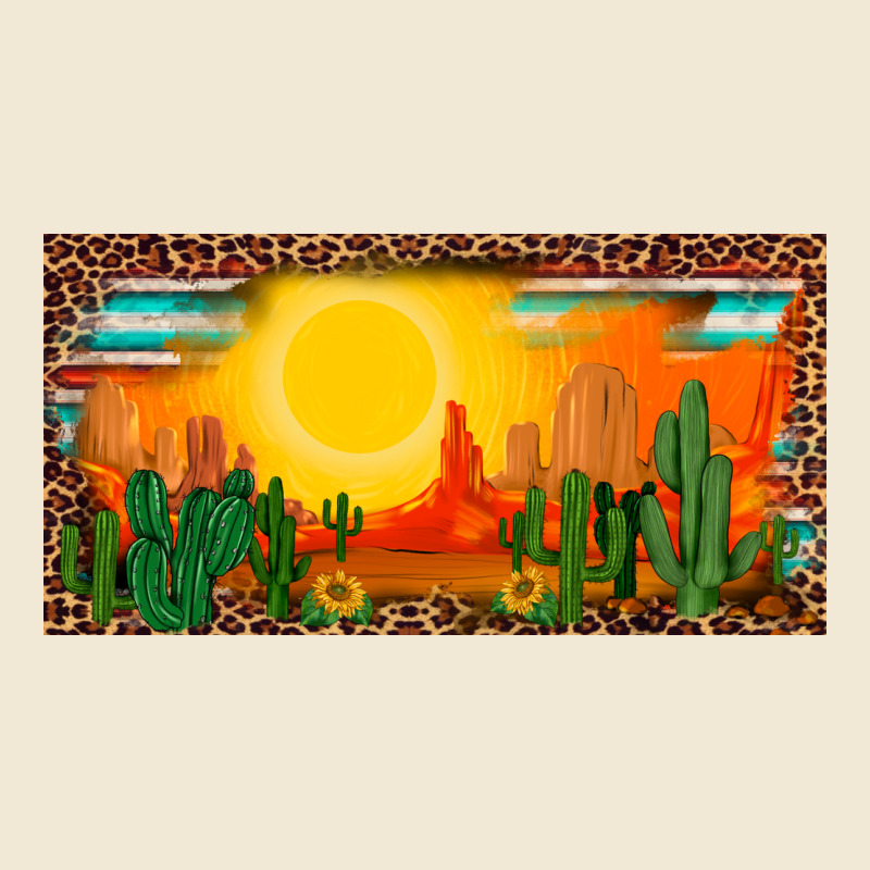 Western  Sunset Cactus Leopard Serape   License Plate Template Ladies Tee by BarkalooDesign | Teevron