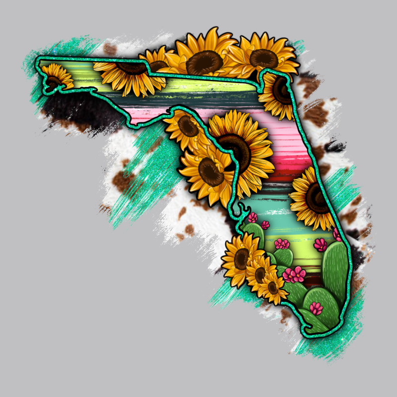 Florida Map With Sunflower And Serape Cactus Long Sleeve Tee by Bettercallsaul | Teevron