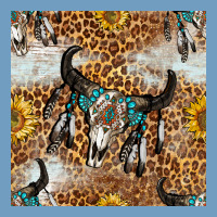 Western Bull Skull And Sunflowers With Leopard Seamless Pattern Urban Heavy Tee | Teevron