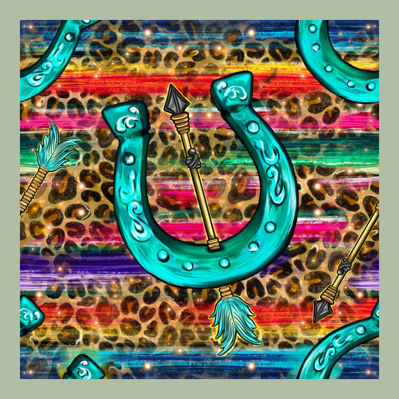 Western Horseshoe And Arrow With Leopard And Serape Seamless Pattern Urban Heavy Tee by BundleAndBundleShop | Teevron