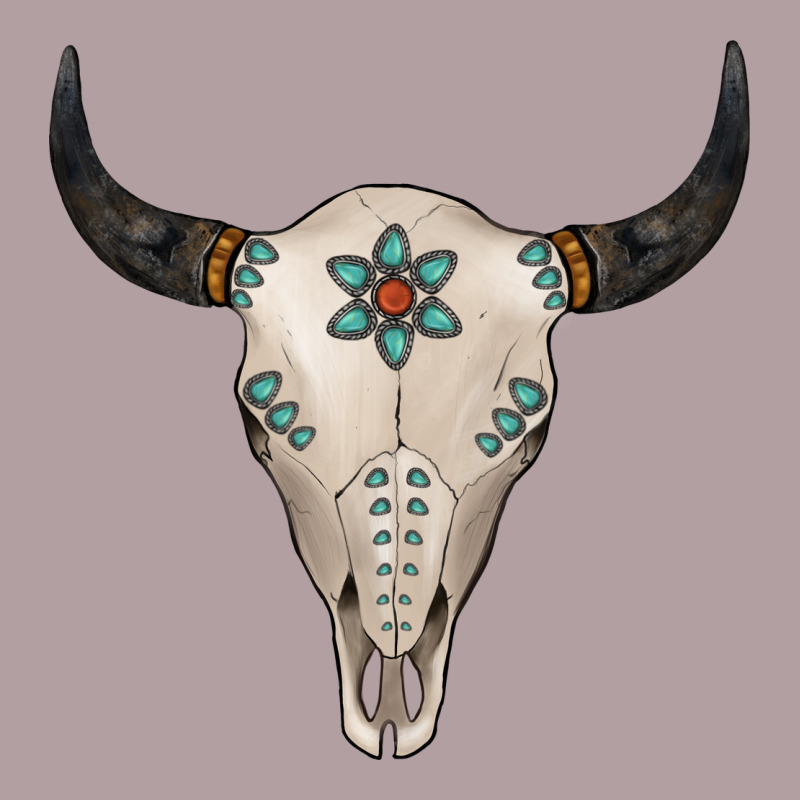 Turquoise Bull Skull Vintage Hoodie by Jasminsmagicworld | Teevron