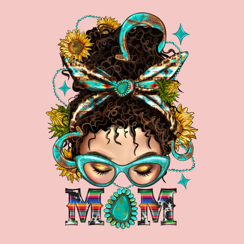 Western Messy Bun Mom With Sunflower Urban Heavy Tee by BundleAndBundleShop | Teevron