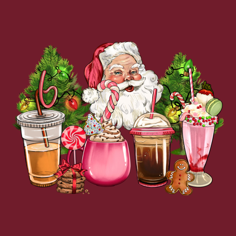 Pink Christmas Santa Coffe Cups Zipper Hoodie by CowGirlArtShop | Teevron