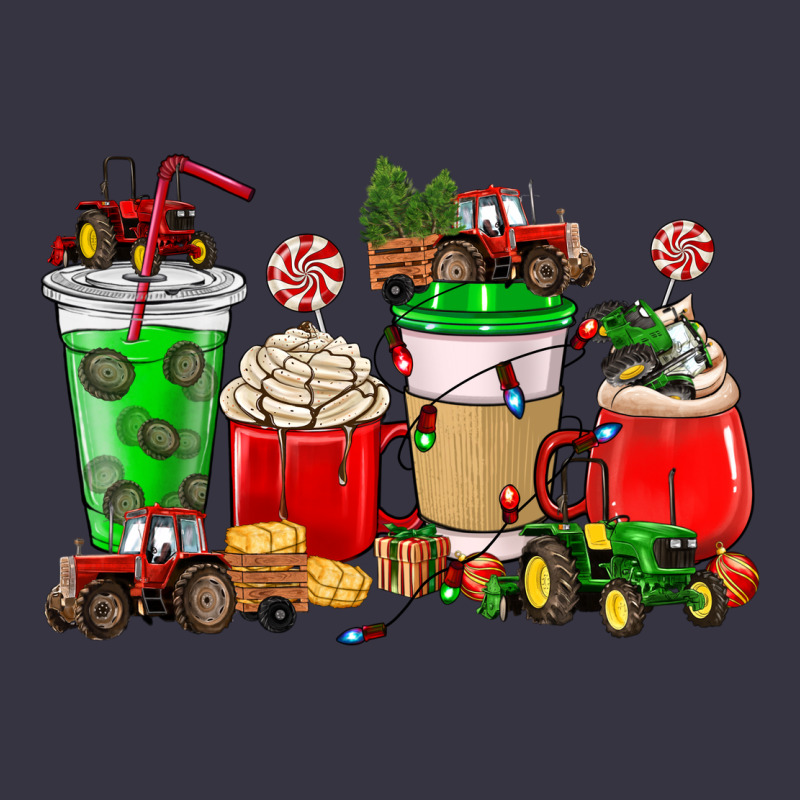 Christmas Tractor Coffee Cup Vintage Hoodie by NancyCooperArtShop | Teevron
