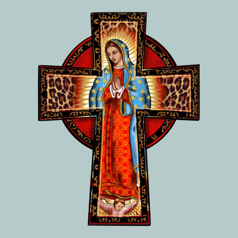 Lady Of Guadalupe Leopard Cross Heavy Core Tee by BarkalooDesign | Teevron