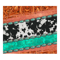 western turquoise gemstone cowhide  leather tumbler | Teevron