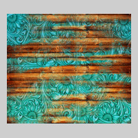 Turquoise  Leather And Wooden Pattern Tumbler Premium Tee | Teevron