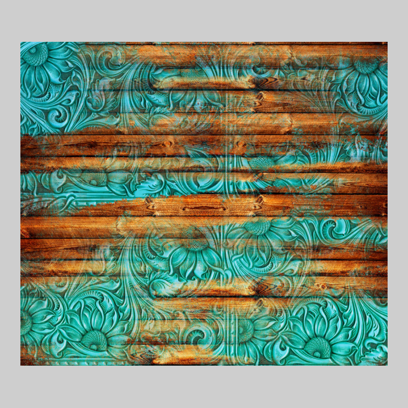 Turquoise  Leather And Wooden Pattern Tumbler Premium Tee by Jasminsmagicworld | Teevron