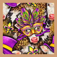 Mardi Gras Cow With Carnival Mask Seamless Pattern Vintage Tee | Teevron