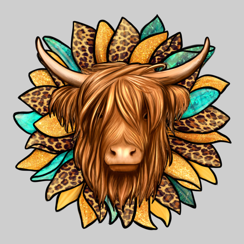 Highland Cow Turquoise Sunflower Premium Tee by Jasminsmagicworld | Teevron