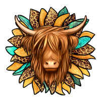 highland cow turquoise sunflower | Teevron