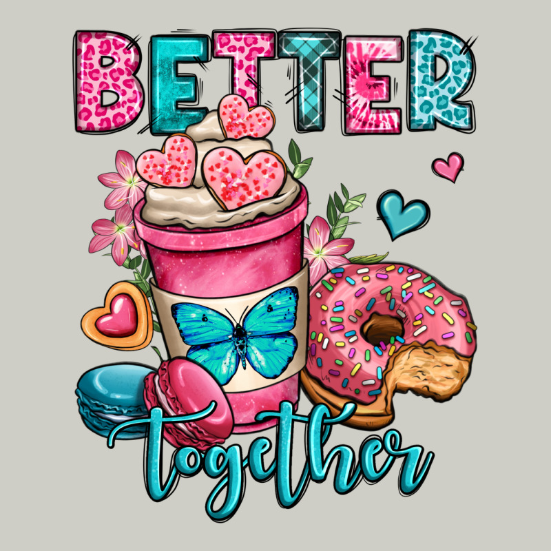 Better Together Donut And Coffee Valentines Day Heavyweight Hoodie by OliviaCreatesArt | Teevron