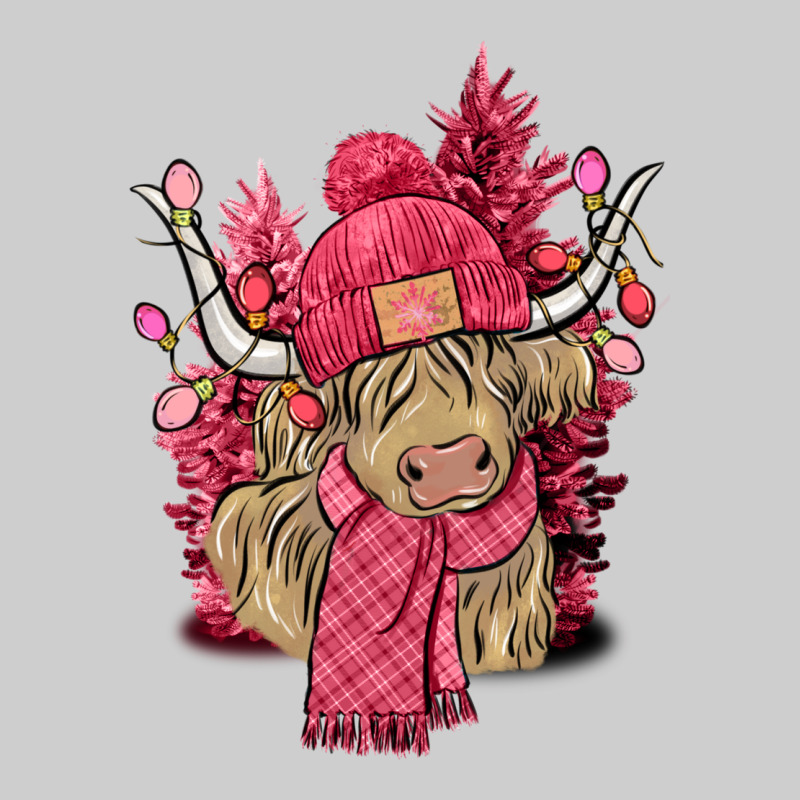Pink Winter Long Haired Cow Premium Tee by NancyCooperArtShop | Teevron