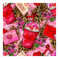 valentines day coffee cups and love letter with xoxo and leopard seaml | Teevron