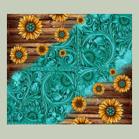 Tooled Leather And Sunflowers Ladies Tee | Teevron
