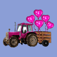 Valentines Day Pink Tractor With Pink Heart Balloo Long Sleeve Tee | Teevron