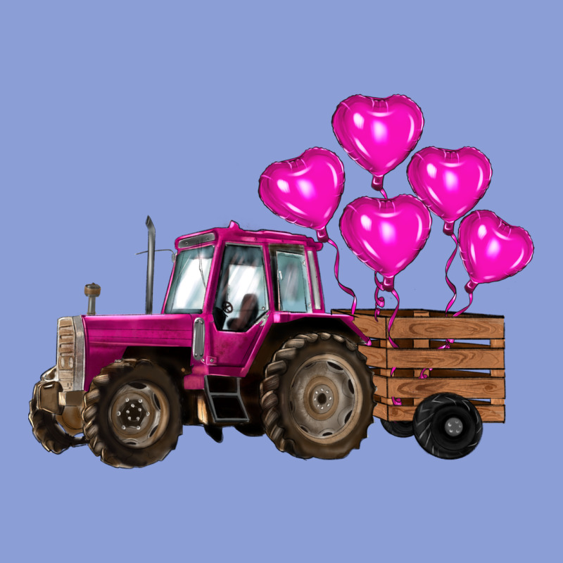 Valentines Day Pink Tractor With Pink Heart Balloo Long Sleeve Tee by RanaPortraitStore | Teevron