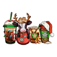 Christmas Baby Calf Coffee Cups Ladies Tee | Teevron