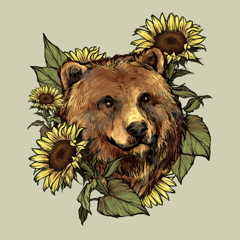 Bear Head Sunflowers Heavy Core Tee by NancyCooperArtShop | Teevron