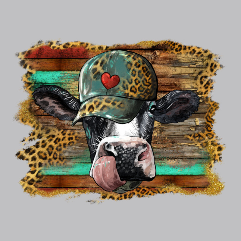 Holstein Cow With Cap And Leopard Background Long Sleeve Tee by BarkalooDesign | Teevron