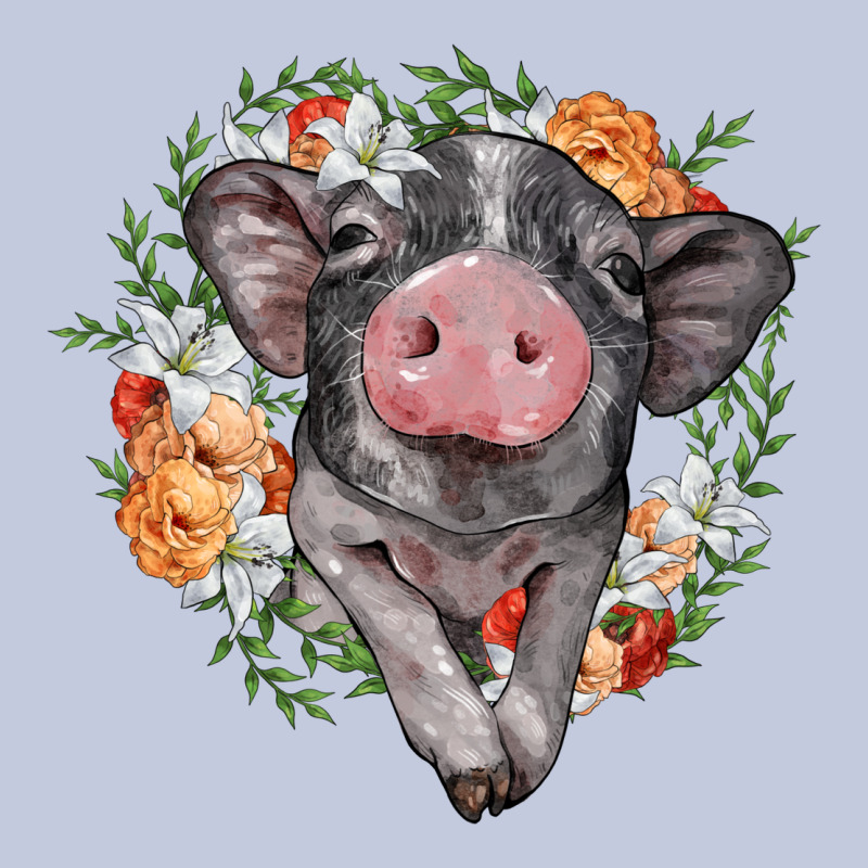 Baby Pig Floral Wreath Long Sleeve Tee by BarkalooDesign | Teevron