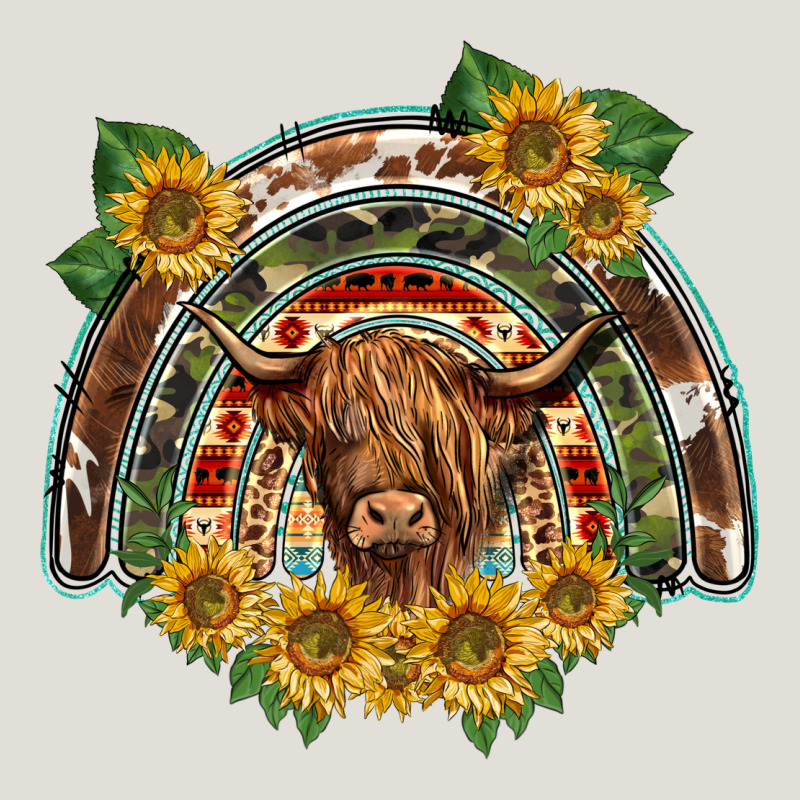 Scottish Calf Sunflowers Rainbow Heavy Core Tee by BarkalooDesign | Teevron