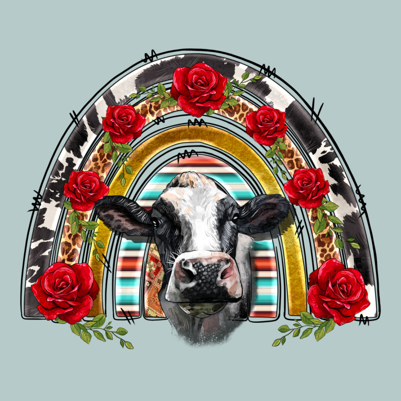 Black And White Baby Cow Floral Rose Rainbow Heavy Core Tee by BarkalooDesign | Teevron