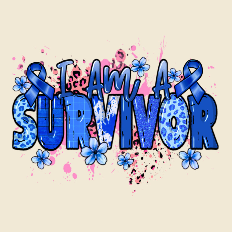I Am A Survivor Colon Cancer Blue Ribbon Premium Tee by NancyCooperArtShop | Teevron