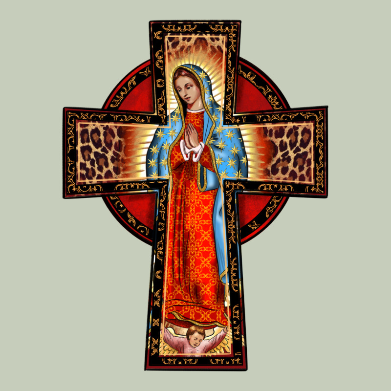 Lady Of Guadalupe Leopard Cross Ladies Tee by BarkalooDesign | Teevron