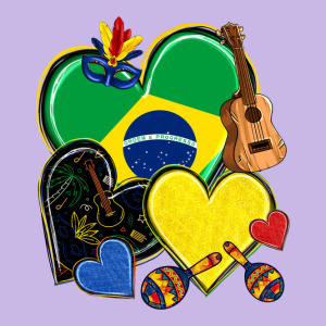Brazil Hearts Heavy Core Tee Designed By Nancycooperartshop