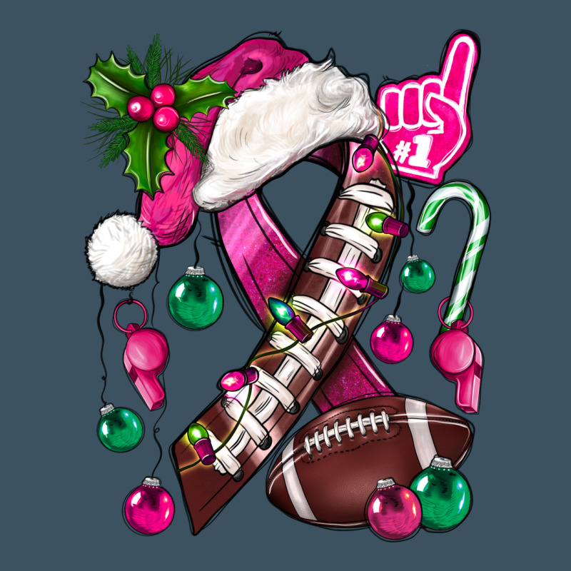 Pink Christmas Breast Cancer Ribbon Football Urban Heavy Tee by BundleAndBundleShop | Teevron