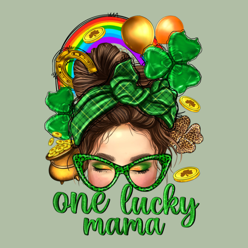 St. Patrick Messy Bun One Luck Mama With Clover Urban Heavy Tee by BundleAndBundleShop | Teevron