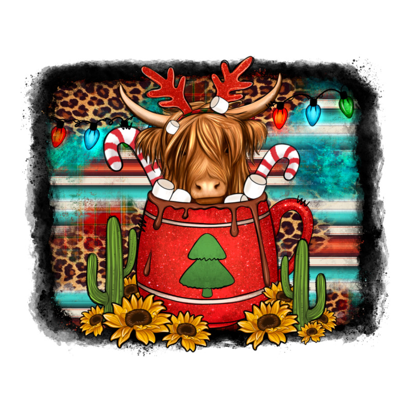 Hot Coco Christmas Highland Cow With Background Premium Tee by Jasminsmagicworld | Teevron