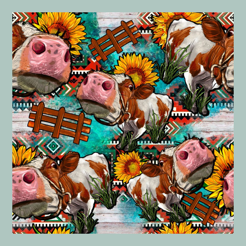 Cow With Aztec And Sunflowers Seamless Pattern Premium Sweatshirt by FaDigitalArtStudio | Teevron