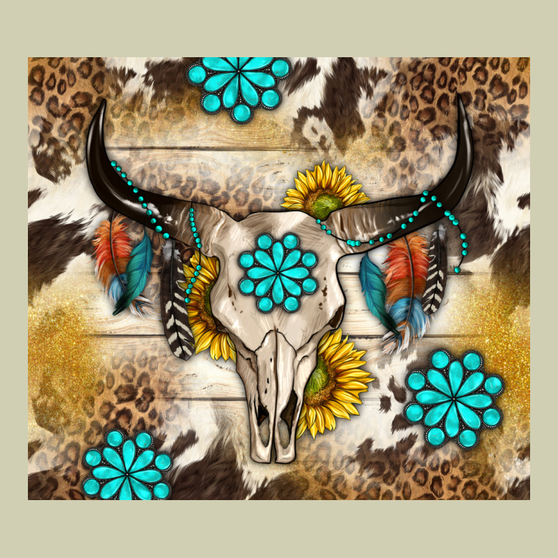 Cowhide Leopard Bull Skull Gemstone Heavy Core Tee by NancyCooperArtShop | Teevron