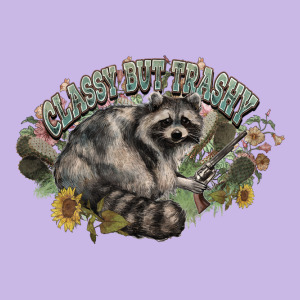 Classy But Trashy Racoon Heavy Core Tee Designed By Nancycooperartshop