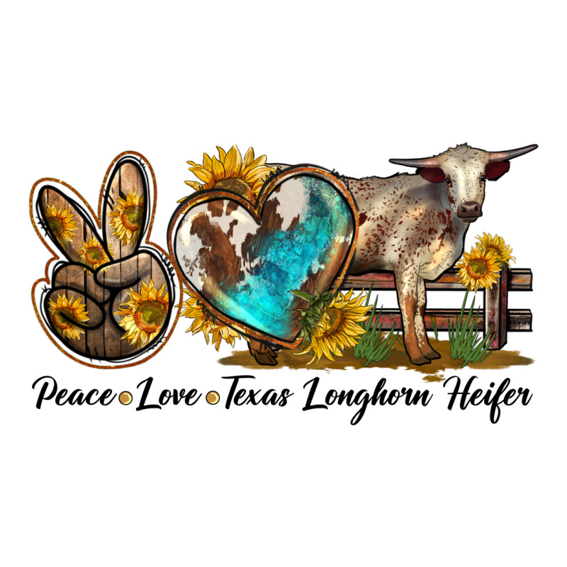 Peace Love Longhorn Heifer Ladies Tee by LillyAllenDesigns | Teevron