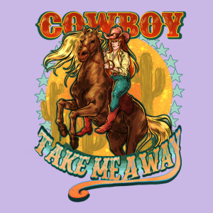 Cowboy Take Me Away Heavy Core Tee Designed By Nancycooperartshop