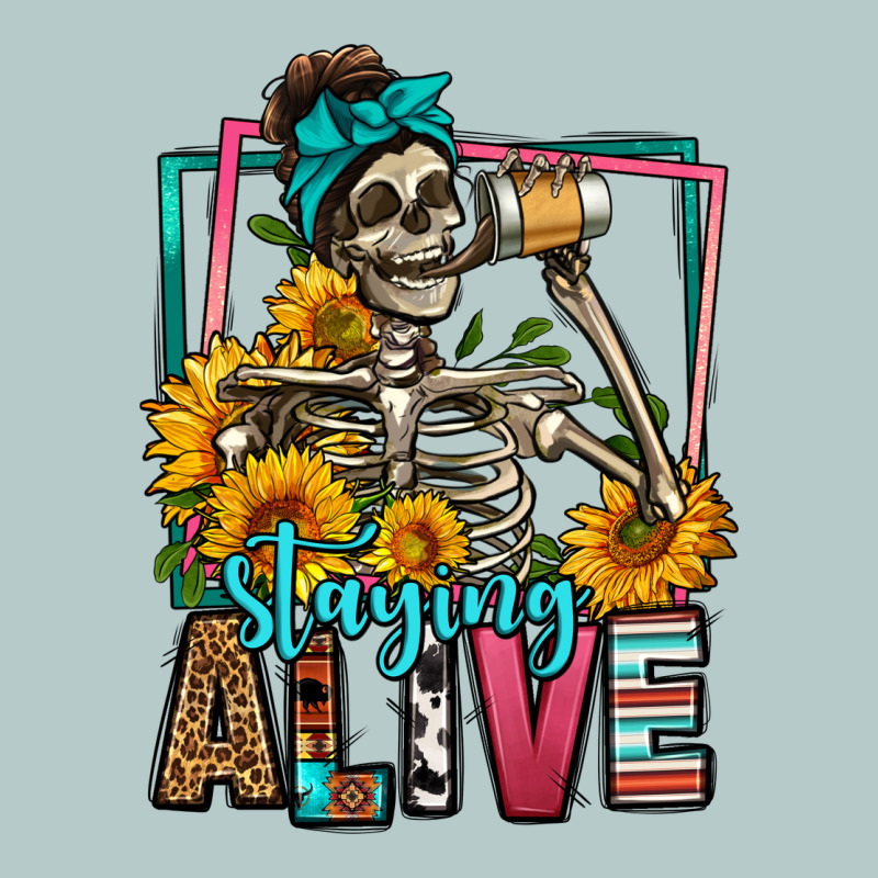 Staying Alive Coffee Drinking Skeleton Heavy Core Tee by Jasminsmagicworld | Teevron