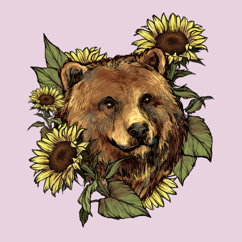 Bear Head Sunflowers Ladies Tee by NancyCooperArtShop | Teevron