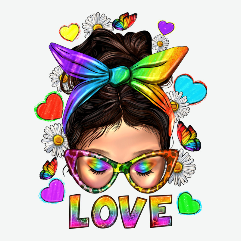 Lgbtq+ Messy Bun Mum Love With Hearts Urban Heavy Tee by BundleAndBundleShop | Teevron