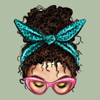 Messy Curly Bun Mom With Leopard Bandana Urban Heavy Tee | Teevron