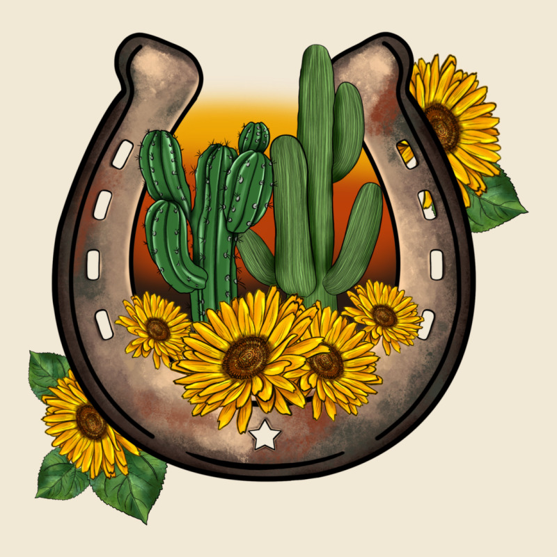 Western Horseshoe Sunflower Cactus Premium Tee by BarkalooDesign | Teevron