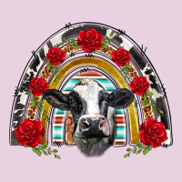 Black And White Baby Cow Floral Rose Rainbow Ladies Tee | Teevron