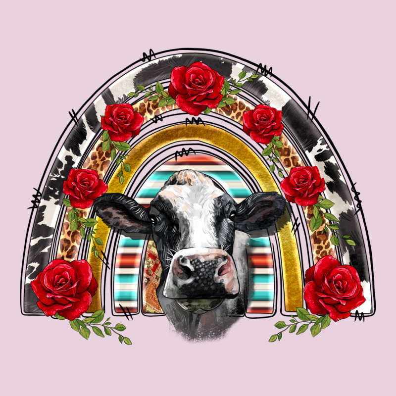 Black And White Baby Cow Floral Rose Rainbow Ladies Tee by BarkalooDesign | Teevron