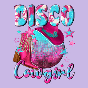 Disco Cowgirl Heavy Core Tee Designed By Nancycooperartshop
